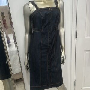 NWT Calvin Klein Button Front Dress Women Size 10‎ Sleeveless Square Neck $139